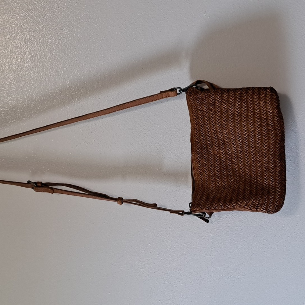 Woven Brown Leather Crossbody Bag - Picture 2 of 9